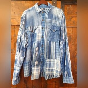 Ralph Lauren Polo Indigo Chambray Patchwork Buttondown Mens XXL